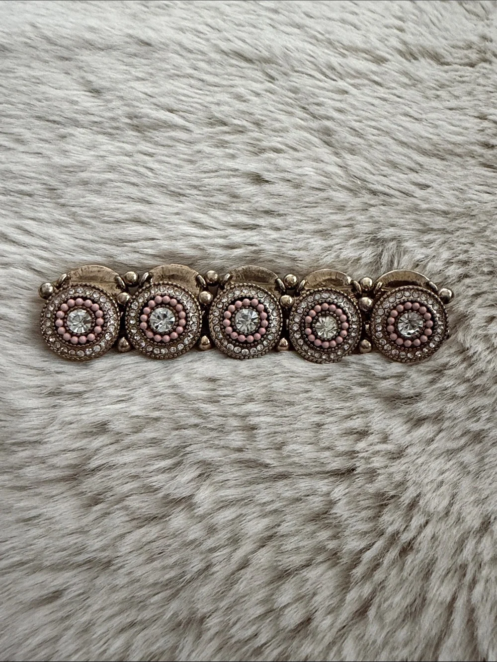 Beaded Circle Statement Bracelet - Pink and Silver